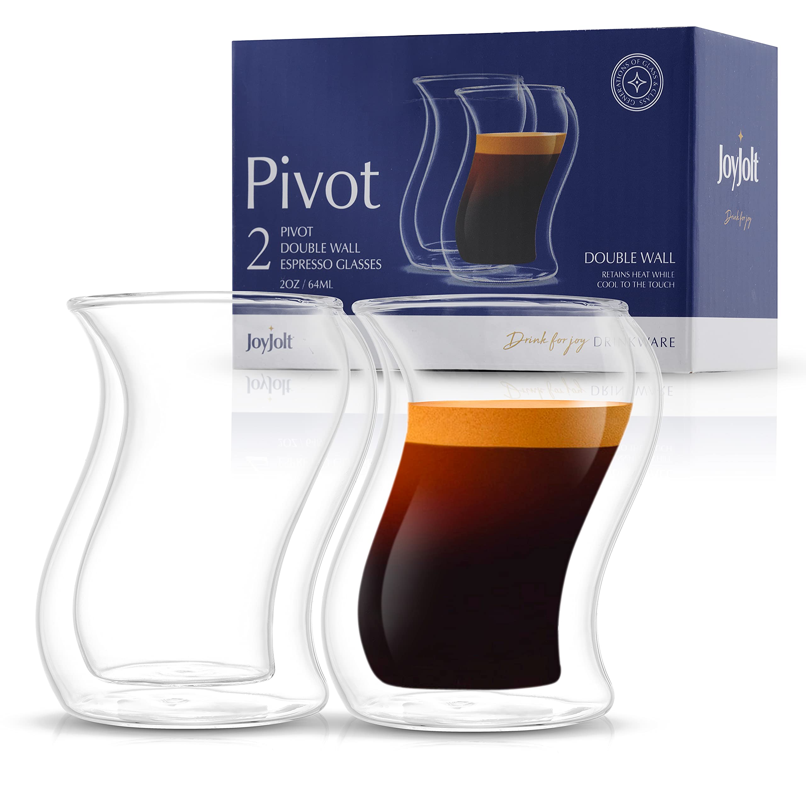 Amazon.com | JoyJolt Pivot Espresso Shot Glass – Set of 2 oz
